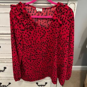 Women’s red cheetah print blouse